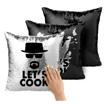 Let's cook, Μαξιλάρι καναπέ Μαγικό Μαύρο με πούλιες 40x40cm περιέχεται το γέμισμα