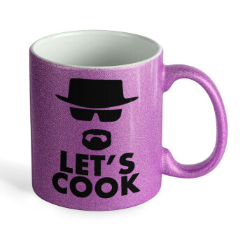 Let's cook, Κούπα Μωβ Glitter που γυαλίζει, κεραμική, 330ml