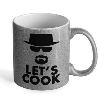 Let's cook, Κούπα Ασημένια Glitter που γυαλίζει, κεραμική, 330ml