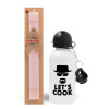Easter Set, metallic aluminum bottle (500ml) & aromatic flat Easter candle (30cm) (PINK)