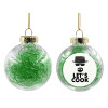 Transparent Christmas tree ball ornament with green filling 8cm