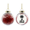 Transparent Christmas tree ball ornament with red filling 8cm