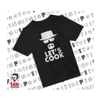 Let's cook, Άνετο παιδικό T-Shirt ΜΑΥΡΟ από 100% βαμβάκι, για κάθε μέρα. Vegan & OEKO-TEX πιστοποιημένο.