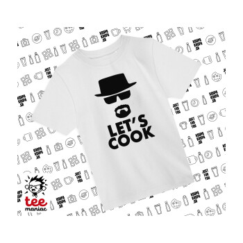 Let's cook, Άνετο παιδικό T-Shirt ΛΕΥΚΟ από 100% βαμβάκι, για κάθε μέρα. Vegan & OEKO-TEX πιστοποιημένο.
