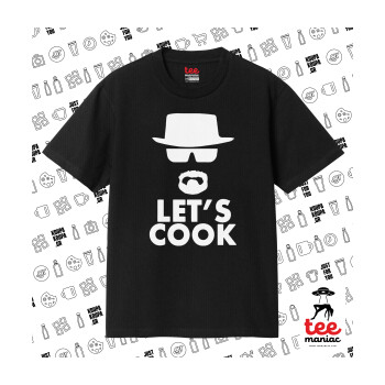 Let's cook, Κλασικό T-Shirt, διπλής ραφής, χωρίς πλευρικές ραφές ΜΑΥΡΟ από 100% βαμβάκι. Vegan & OEKO-TEX πιστοποιημένο.