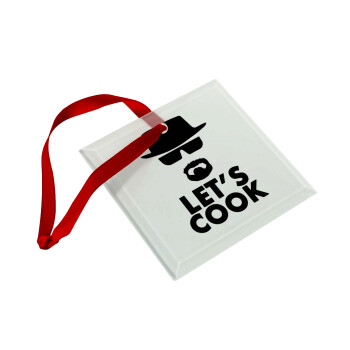 Let's cook, Christmas ornament, glass square ornament 9x9cm