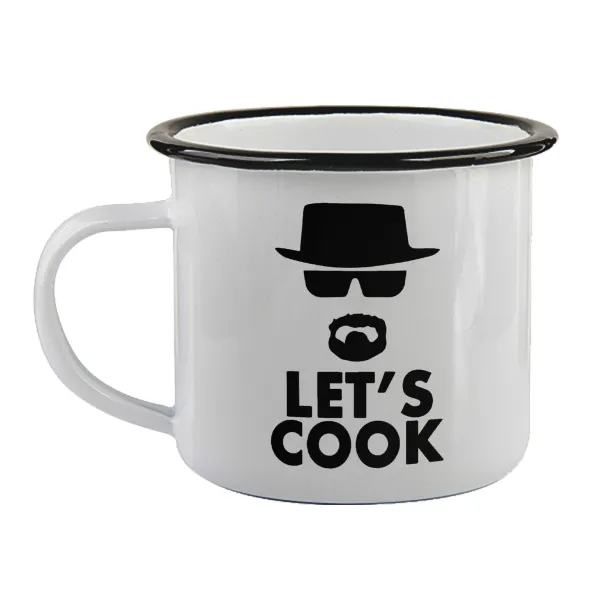 Let's cook — Enamel mug with black rim, 360ml