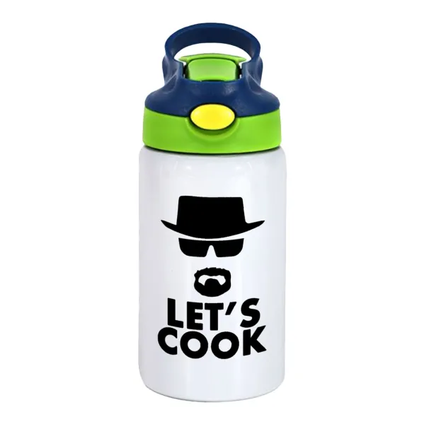 Let's cook — Παιδικό παγούρι θερμό, ανοξείδωτο, με καλαμάκι ασφαλείας, πράσινο/μπλε (350ml)