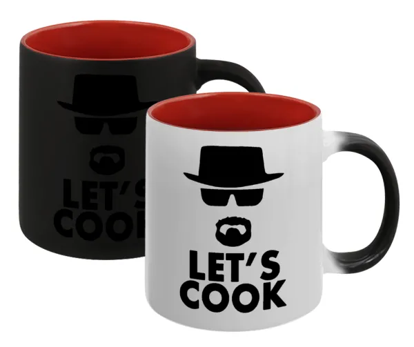 Let's cook — Magic mug with red interior, ceramic, 330ml, changes colour with hot drinks
