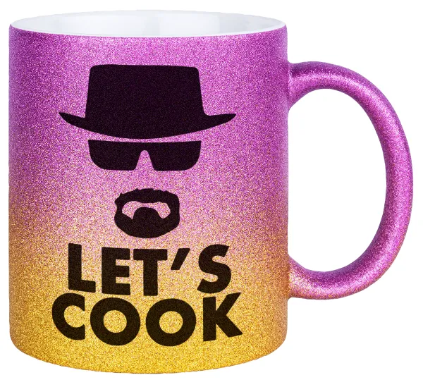 Let's cook — Κούπα Χρυσή/Ροζ Glitter, κεραμική, 330ml