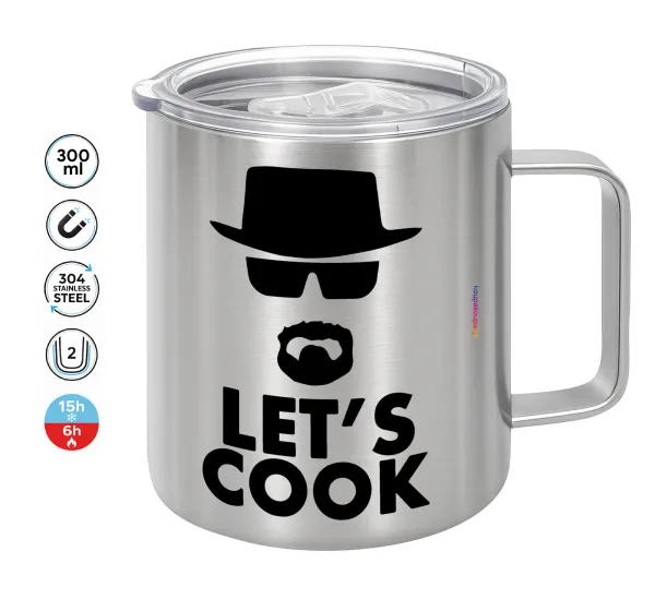 Let's cook — Double-walled stainless steel mug 300ml with temperature-retaining lid