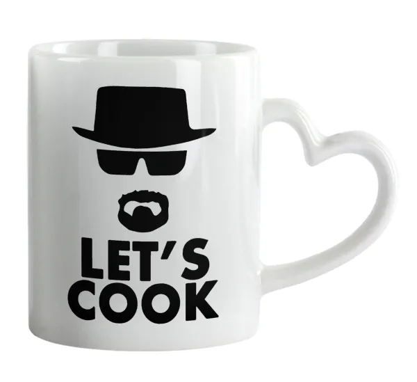 Let's cook — Mug heart handle, ceramic, 330ml