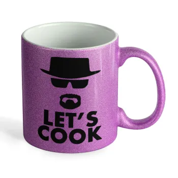 Let's cook, Κούπα Μωβ Glitter που γυαλίζει, κεραμική, 330ml