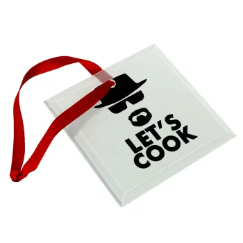 Let's cook, Christmas ornament, glass square ornament 9x9cm