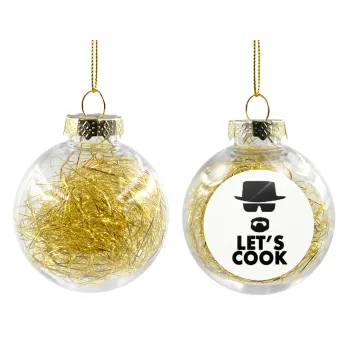 Let's cook, Transparent Christmas tree ball ornament with gold filling 8cm