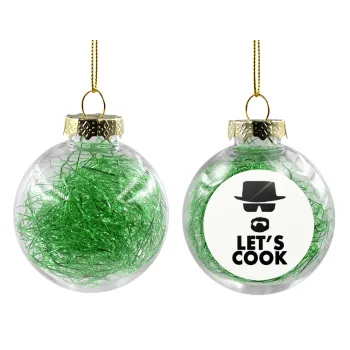 Let's cook, Transparent Christmas tree ball ornament with green filling 8cm