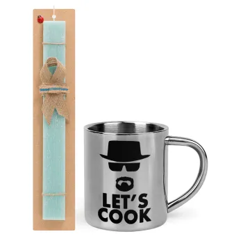 Let's cook, Πασχαλινή Λαμπάδα με μεταλλική κούπα θερμό (300ml) & κερί αρωματικό πλακέ (30cm) (ΤΙΡΚΟΥΑΖ)