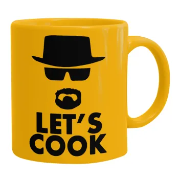 Let's cook, Ceramic coffee mug yellow, 330ml
