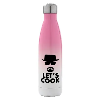 Let's cook, Μεταλλικό παγούρι θερμός Ροζ/Λευκό (Stainless steel), διπλού τοιχώματος, 500ml