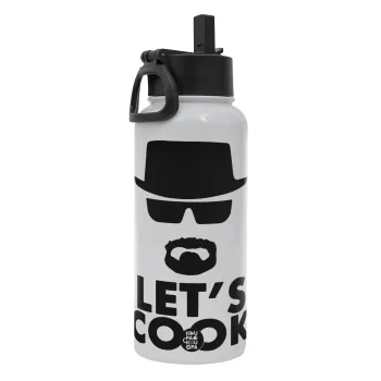 Let's cook, Metal mug thermo White with Straw and Spout Lid (Stainless steel), double wall, 950ml