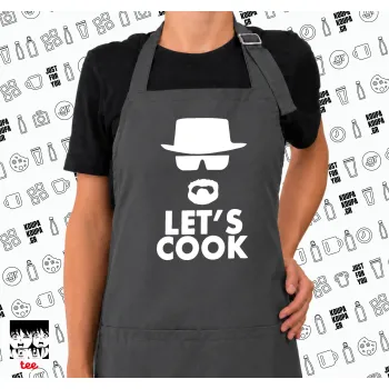 Let's cook, Ποδιά μακριά Σεφ ολόσωμη με τσέπες GREY (ΕΝΗΛΙΚΩΝ)