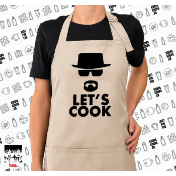 Let's cook, Ποδιά μακριά Σεφ ολόσωμη με τσέπες SAND (ΕΝΗΛΙΚΩΝ)