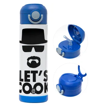 Let's cook, Παιδικό παγούρι θερμό, ανοξείδωτο, με καλαμάκι ασφαλείας, ΜΠΛΕ (500ml)