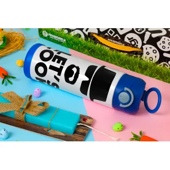 Let's cook, Easter candle, Childrens hot water bottle, stainless steel, with safety straw, BLUE (500ml)