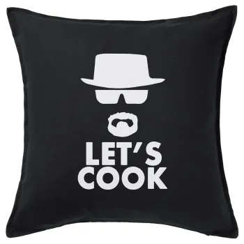 Let's cook, Μαξιλάρι καναπέ Μαύρο 100% βαμβάκι, περιέχεται το γέμισμα (50x50cm)