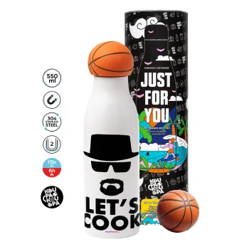 Let's cook, Μπάλα μπάσκετ μεταλλικό παγούρι θερμός, διπλού τοιχώματος, 550ml