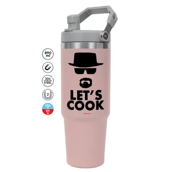 Let's cook, Pink color, 890ml (30oz) stainless Steel Tumbler with Handle