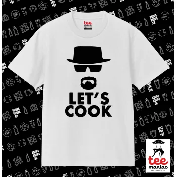 Let's cook, Κλασικό T-Shirt, διπλής ραφής, χωρίς πλευρικές ραφές ΛΕΥΚΟ από 100% βαμβάκι. Vegan & OEKO-TEX πιστοποιημένο.