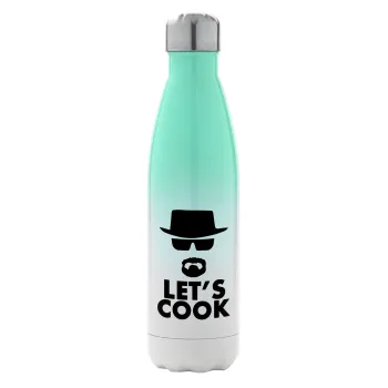 Let's cook, Μεταλλικό παγούρι θερμός Πράσινο/Λευκό (Stainless steel), διπλού τοιχώματος, 500ml