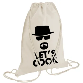 Let's cook, Backpack bag GYMBAG natural (28x40cm)