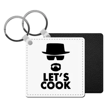Let's cook, Μπρελόκ Δερματίνη, τετράγωνο ΜΑΥΡΟ (5x5cm)