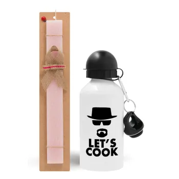 Let's cook, Easter Set, metallic aluminum bottle (500ml) & aromatic flat Easter candle (30cm) (PINK)