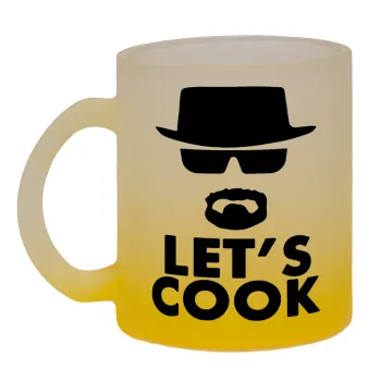 Let's cook, Κούπα γυάλινη δίχρωμη με βάση το κίτρινο ματ, 330ml