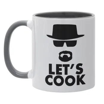 Let's cook, Κούπα χρωματιστή γκρι, κεραμική, 330ml