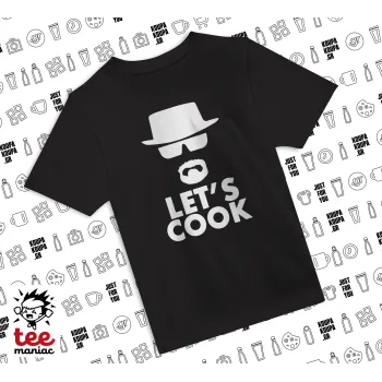 Let's cook, Άνετο παιδικό T-Shirt ΜΑΥΡΟ από 100% βαμβάκι, για κάθε μέρα. Vegan & OEKO-TEX πιστοποιημένο.