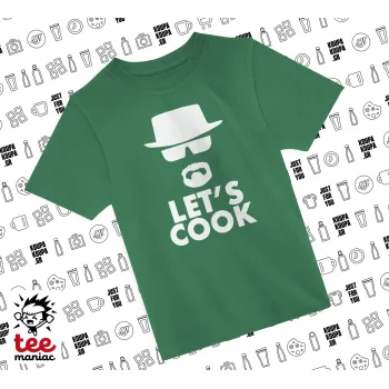 Let's cook, Άνετο παιδικό T-Shirt ΠΡΑΣΙΝΟ από 100% βαμβάκι, για κάθε μέρα. Vegan & OEKO-TEX πιστοποιημένο.