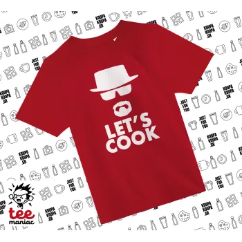 Let's cook, Άνετο παιδικό T-Shirt ΚΟΚΚΙΝΟ από 100% βαμβάκι, για κάθε μέρα. Vegan & OEKO-TEX πιστοποιημένο.