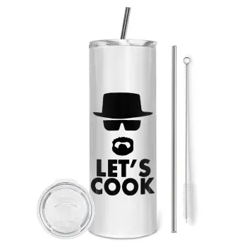 Let's cook, Tumbler ποτήρι θερμό από ανοξείδωτο ατσάλι 600ml, με μεταλλικό καλαμάκι & βούρτσα καθαρισμού