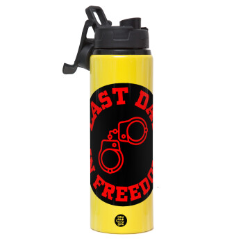 Last day in freedom, Metallic water bottle with safety lid, 850ml aluminum