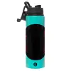 Metallic water bottle with safety lid, 850ml aluminum