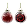 Transparent Christmas tree ball ornament with red filling 8cm