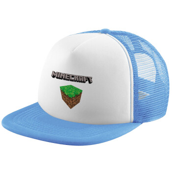 Minecraft dirt, Καπέλο Soft Trucker με Δίχτυ Γαλάζιο/Λευκό