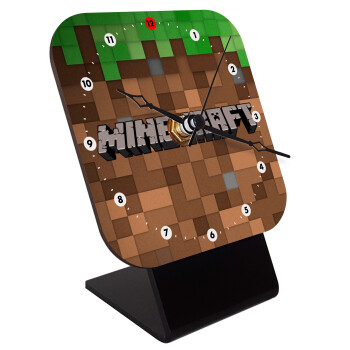 Minecraft dirt, Quartz Wooden table clock with hands (10cm)