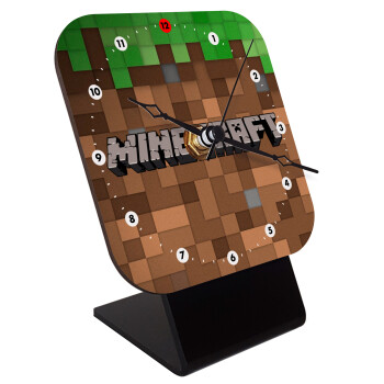 Minecraft dirt, Επιτραπέζιο ρολόι ξύλινο με δείκτες (10cm)