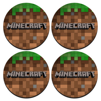 Minecraft dirt, SET of 4 round wooden coasters (9cm)