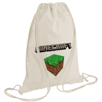 Minecraft dirt, Τσάντα πλάτης πουγκί GYMBAG natural (28x40cm)